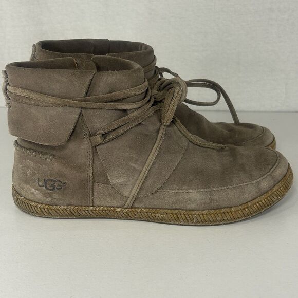 UGG REID SLATE ANKLE BOOT SUEDE Leather Women’s Size 8 Gray Side Zip - Picture 1 of 7